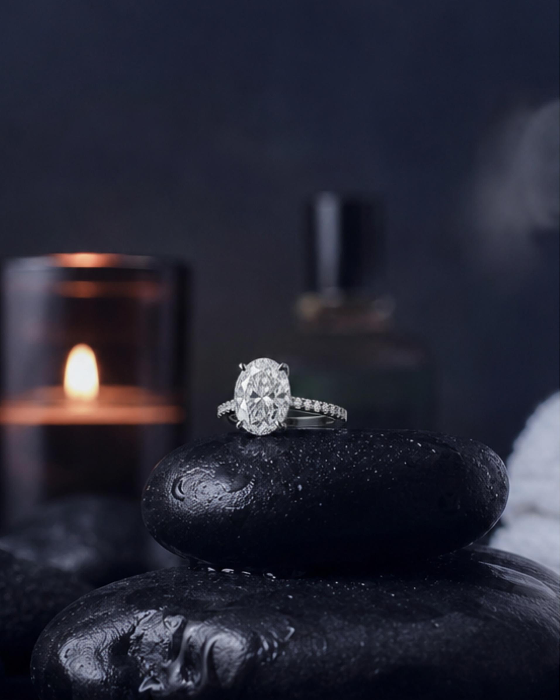 A diamond ring receiving meticulous care